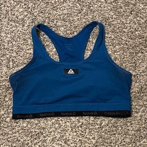Reebok Teal-Blue Racerback Sports Bra with Branded Band